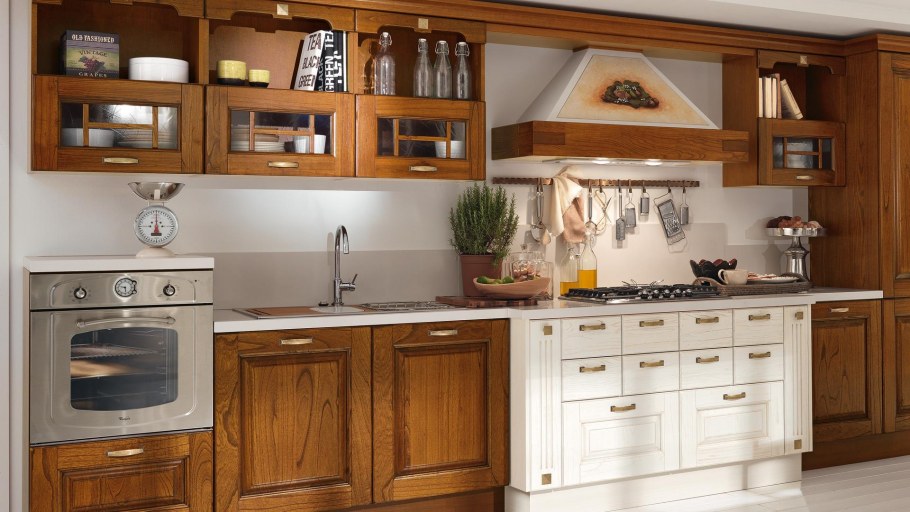 Кухни дерево с открытым верхом