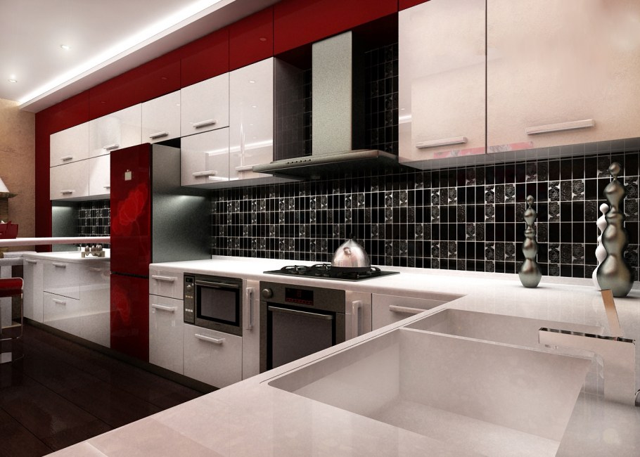 Черная стена на кухне