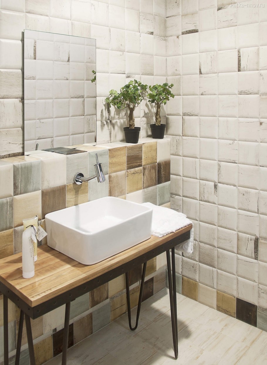 Современная квадратная плитка в ванной