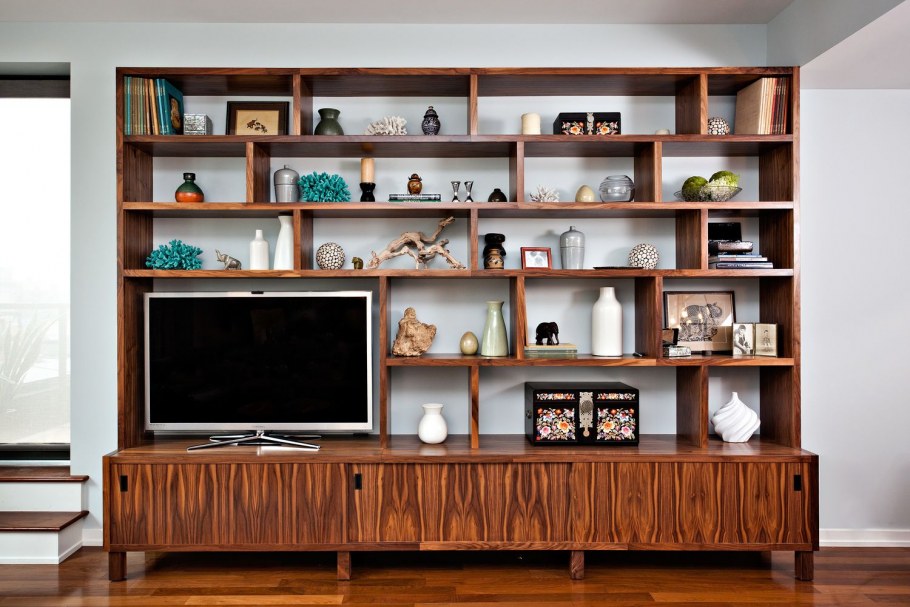 Гостиные с открытыми полками