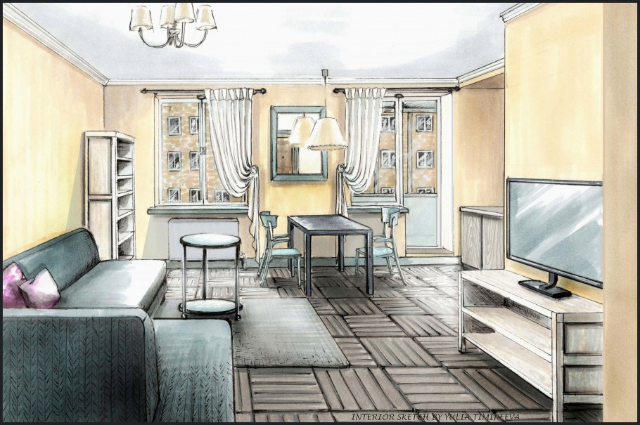 Эскиз интерьера жилого помещения