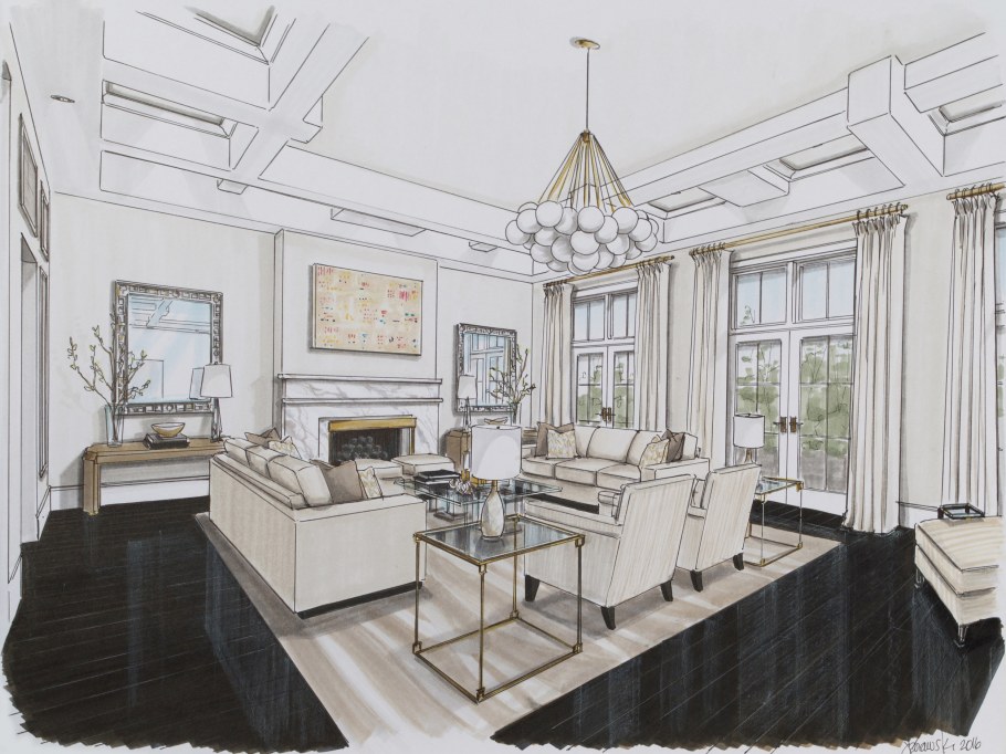 Интерьер гостиной в перспективе