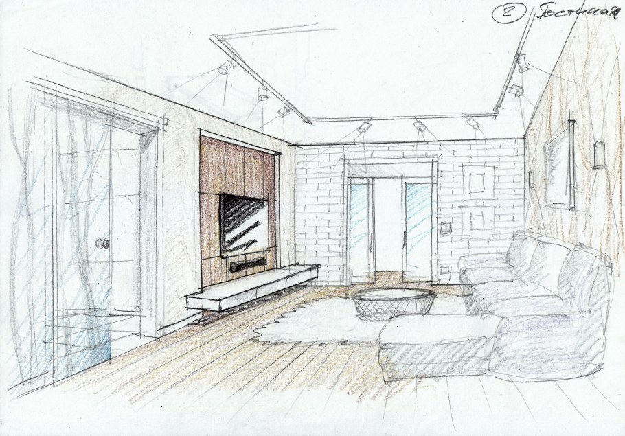 Визуализация интерьера карандашом