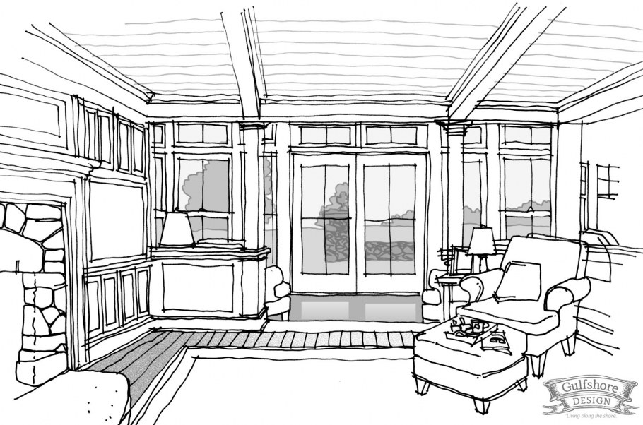 Интерьер набросок окна