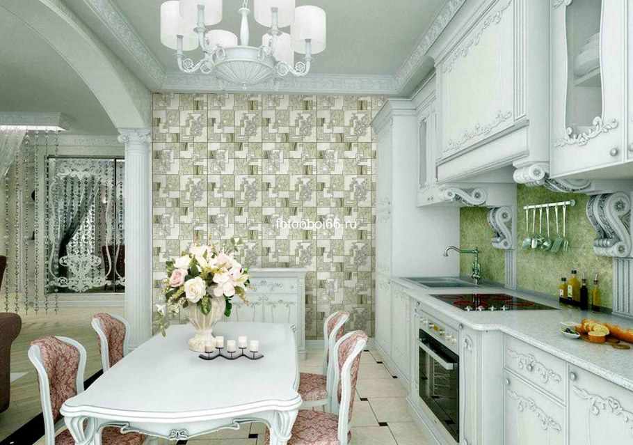 Обои Вилия в интерьере кухни