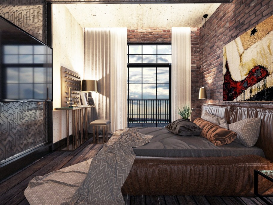 Спальня лофт