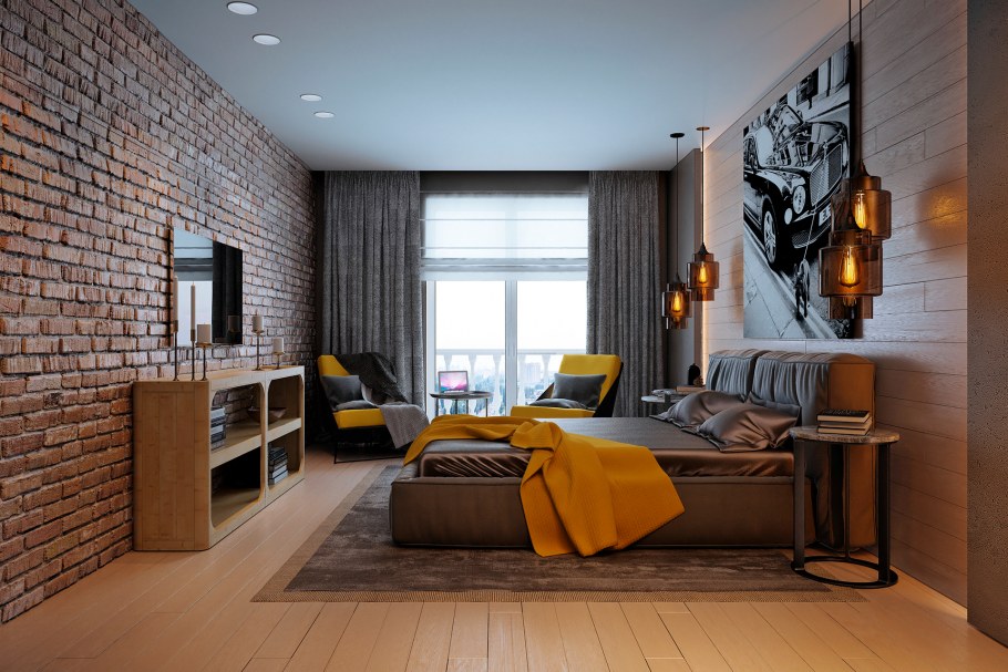 Цветовая гамма для спальни лофт