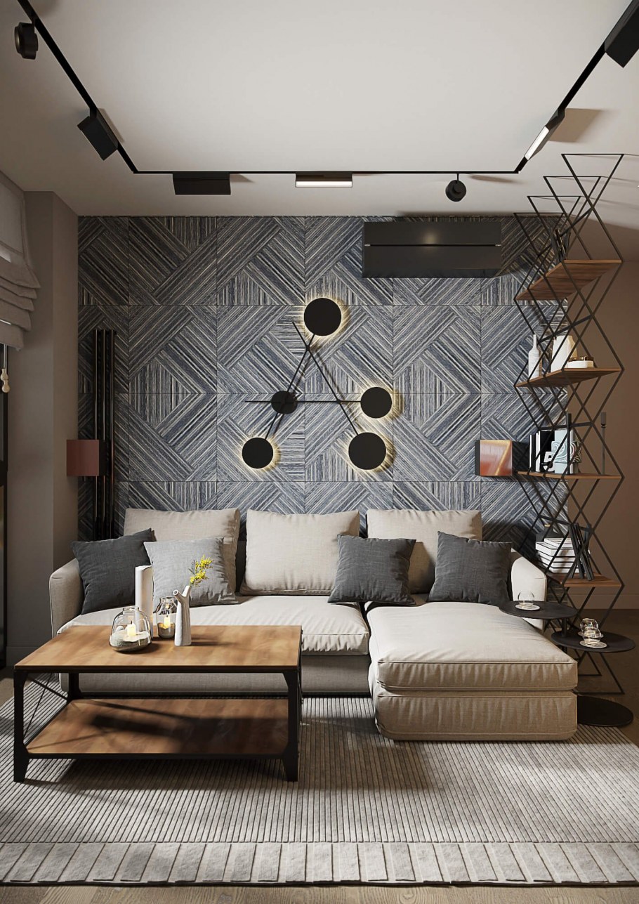 Спальня в стиле лофт с зонированием