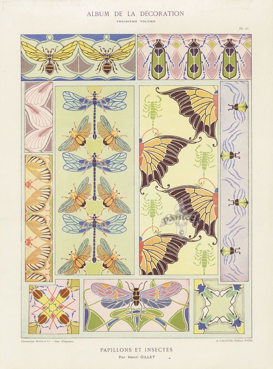 Узоры в стиле Модерн арт нуво бабочка