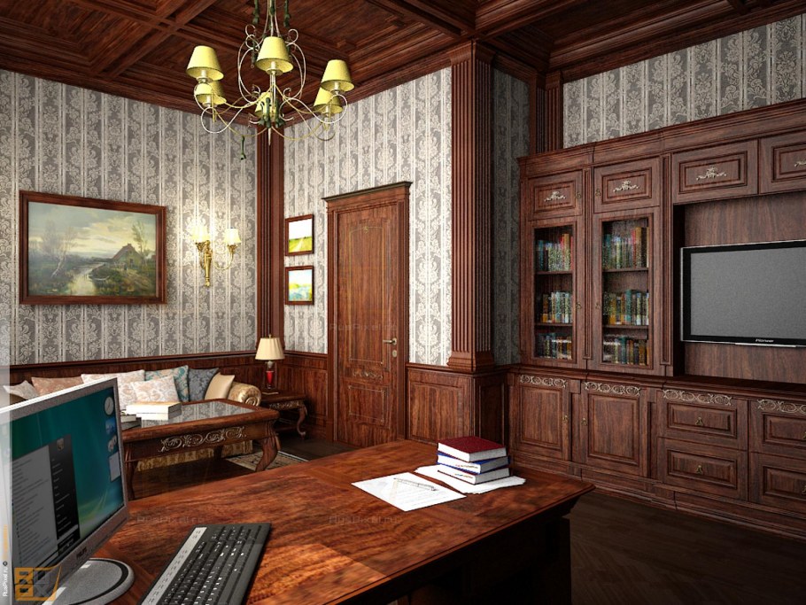 Интерьер кабинета визуализация