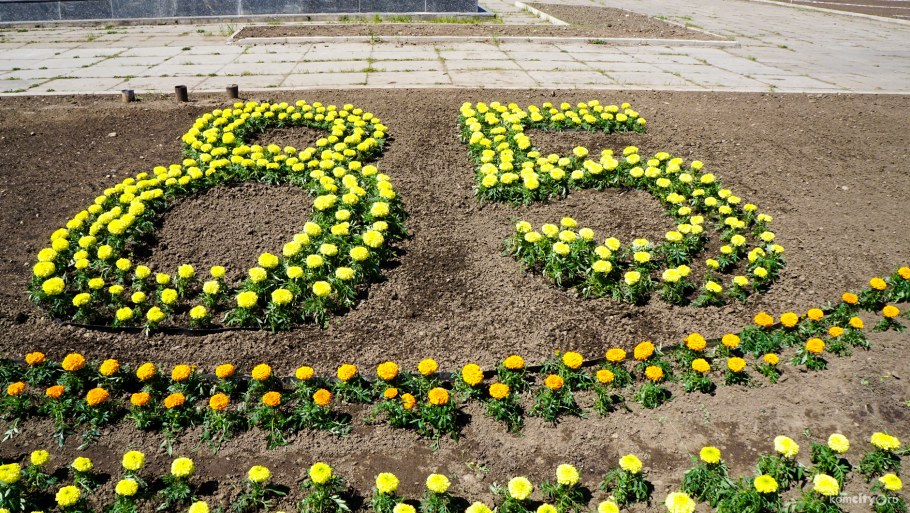 Клумбы с надписями из цветов