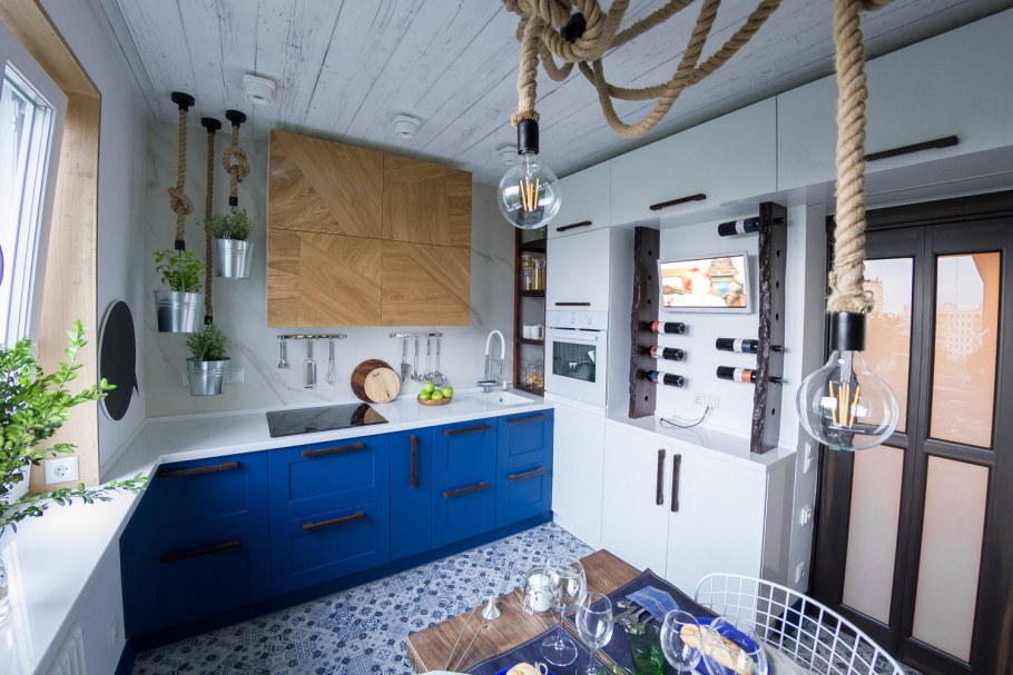 Кухня в морском стиле интерьер