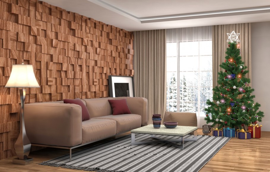 Зал с елкой в квартире