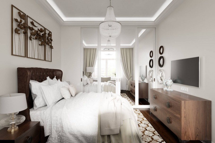 Белая спальня в стиле современная классика