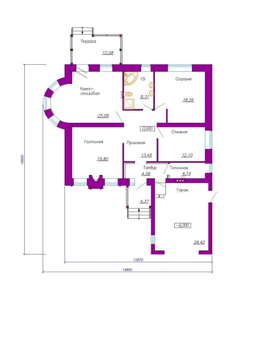 Одноэтажный дом 12х12 планировка с гаражом