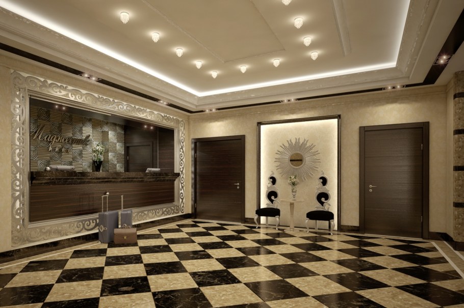 Интерьер холла гостиницы