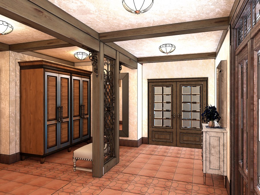 Мебель для холла в загородных домах и коттеджах