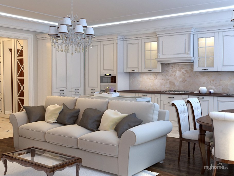 Кухня студия Неоклассика 20кв