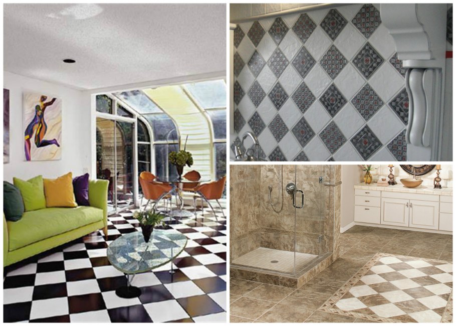 Плитка по диагонали в ванной