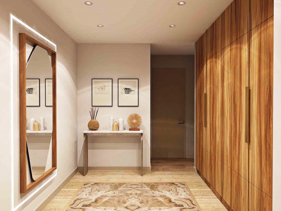 Прихожая в бежевом цвете