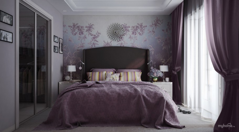 Спальня в сливовом цвете