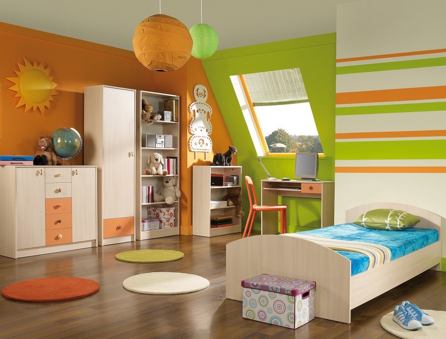 Оранжевая комната для девочки подростка