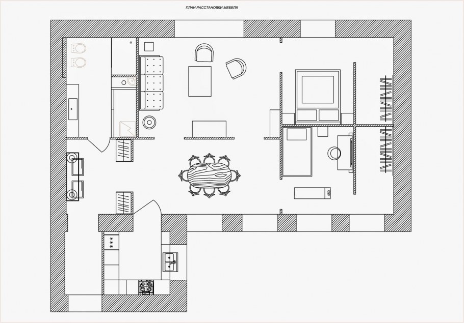 План лоджии с кухней гостиной