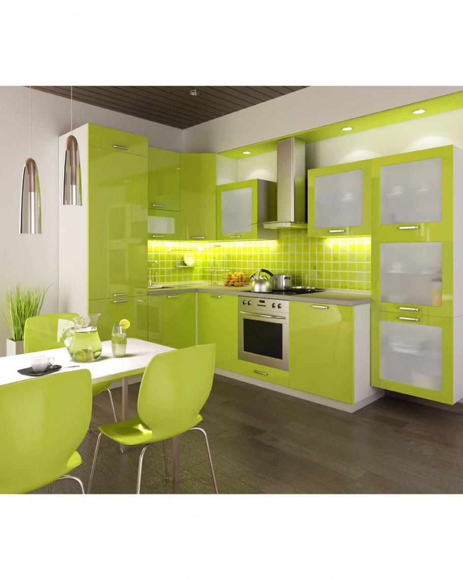 Желто-зеленый кухонный гарнитур