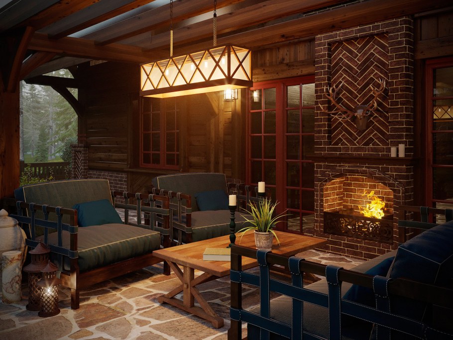 Закрытая веранда в стиле Шале