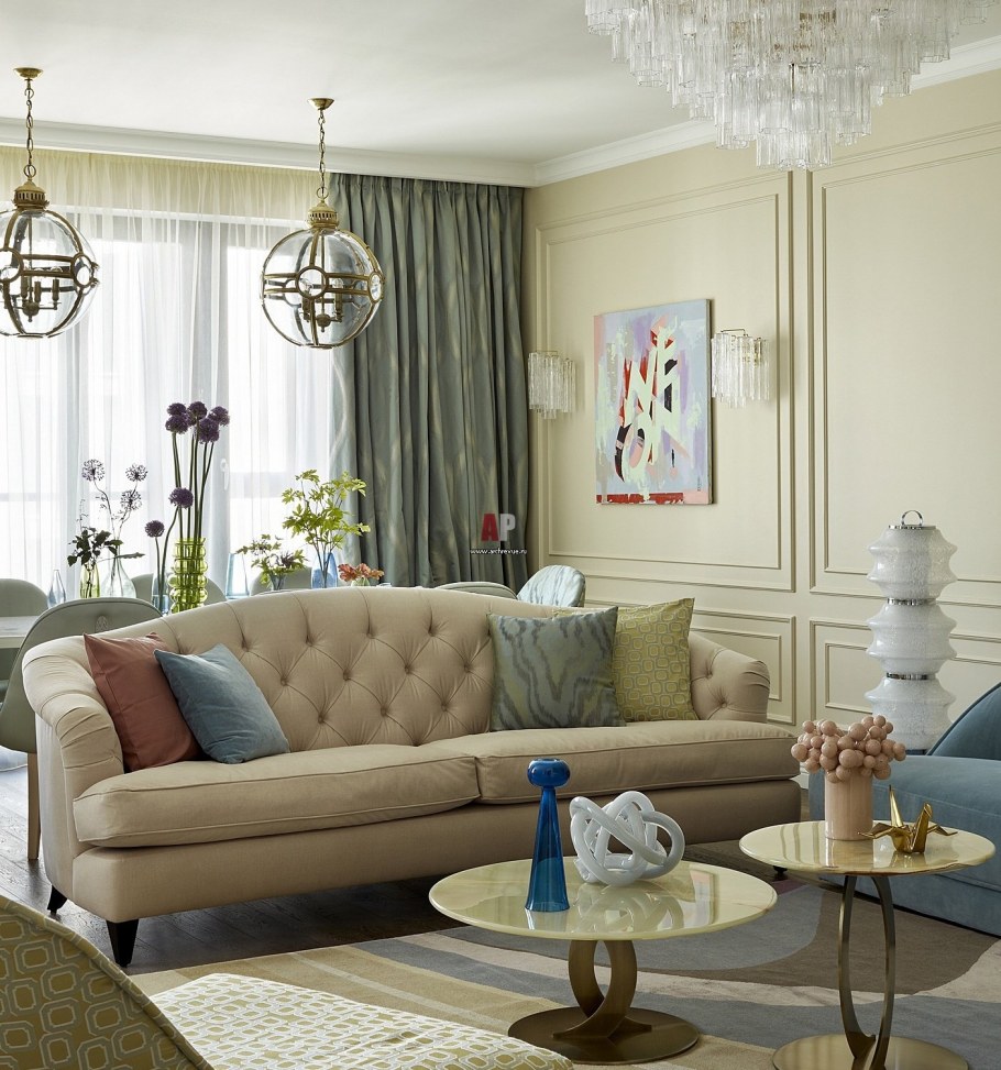 Гостиная в оливковом цвете