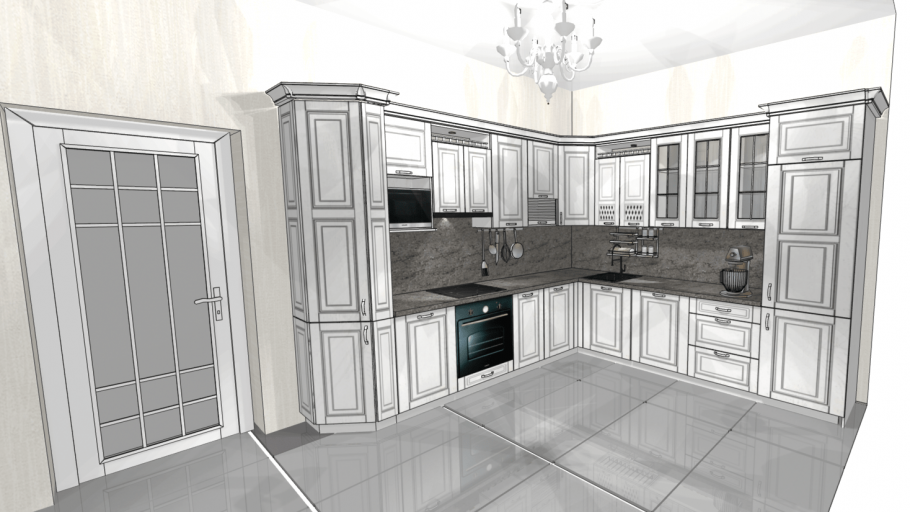 Кухонный гарнитур Палермо-2 патина серебро