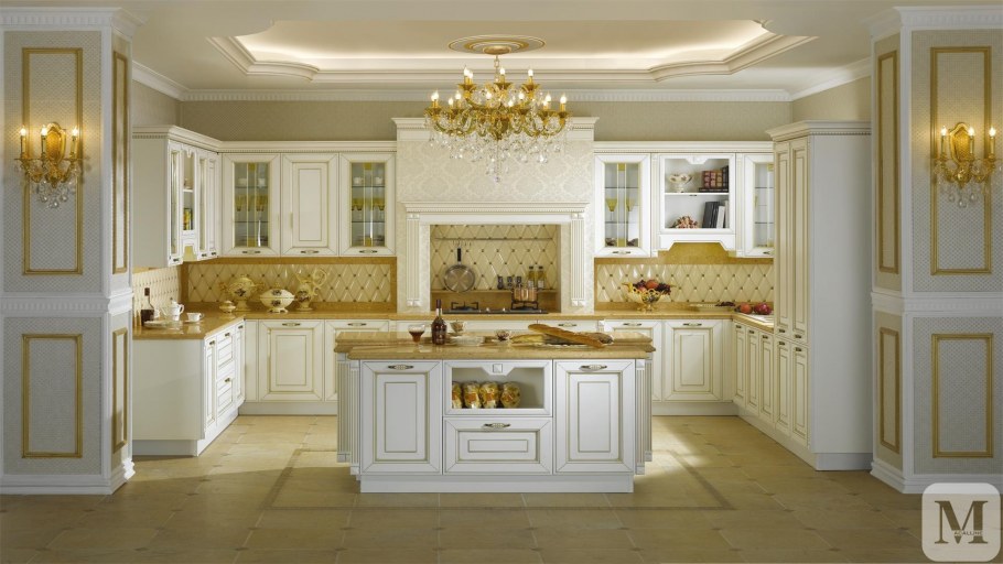 Кухня современная цвета античного