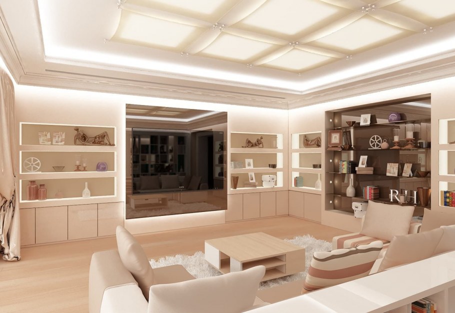 Интерьер гостиной с нишами