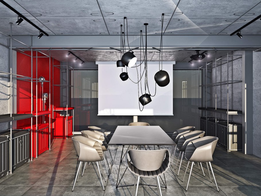 Стиль Техно + лофт потолок в интерьере