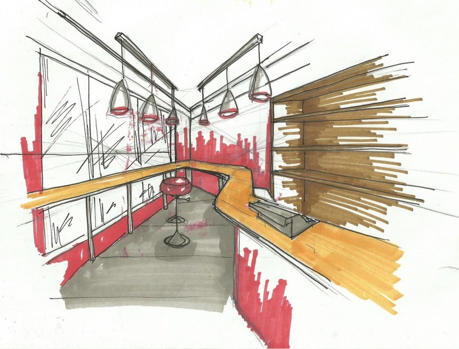 Скетчи общественных интерьеров