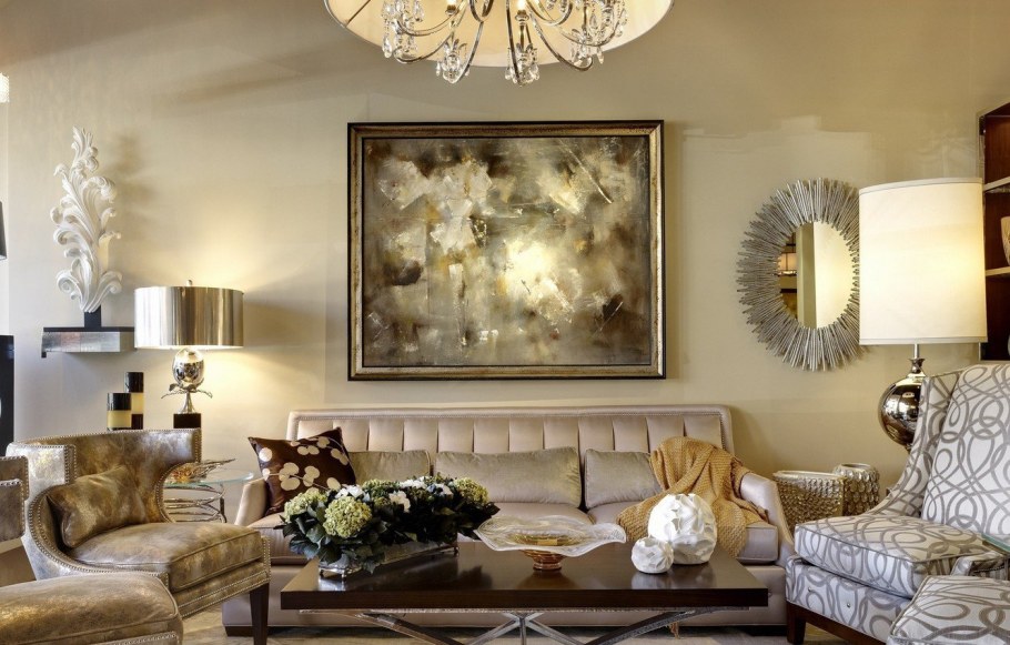 Декор стен в интерьере гостиной