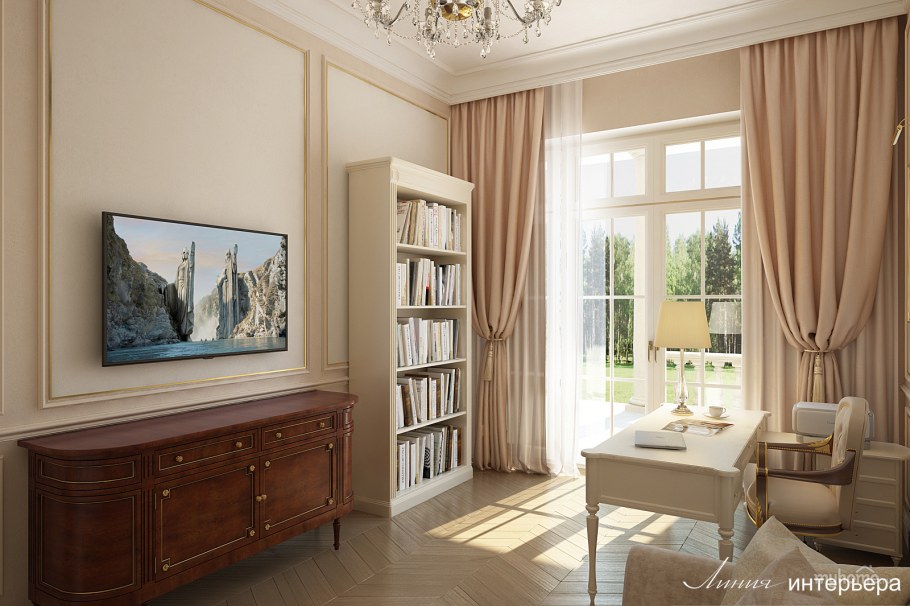 Кабинет в загородном доме в классическом стиле