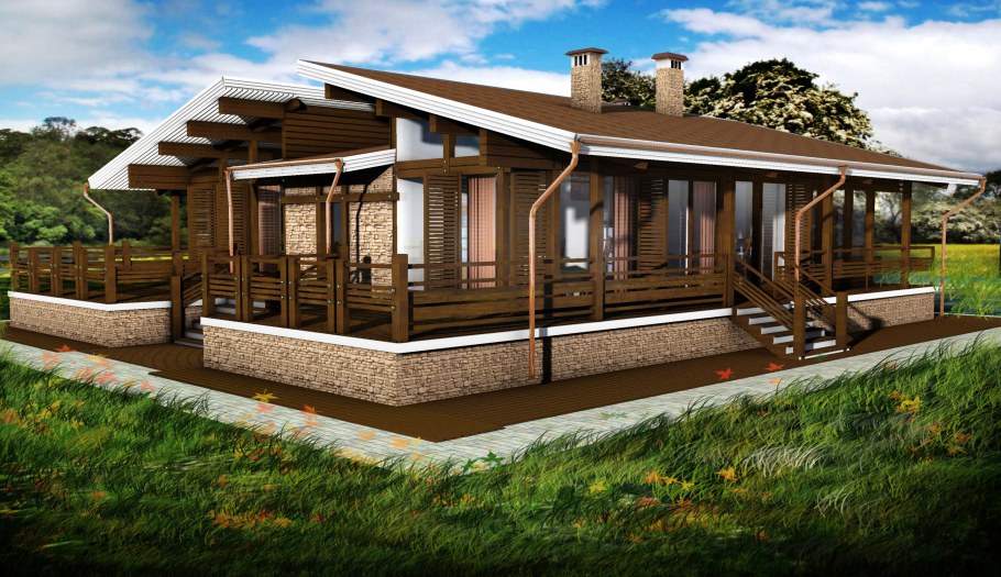 Одноэтажные деревянные дома проекты