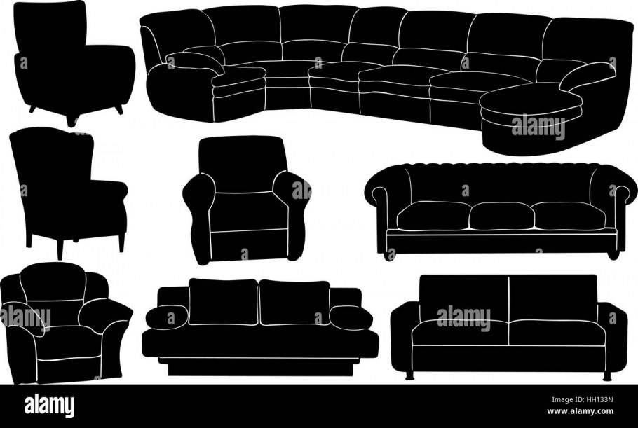 Мягкая мебель силуэт вектор