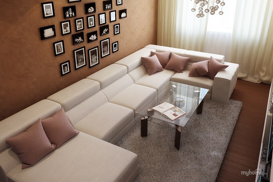 Терракотовый диван в интерьере