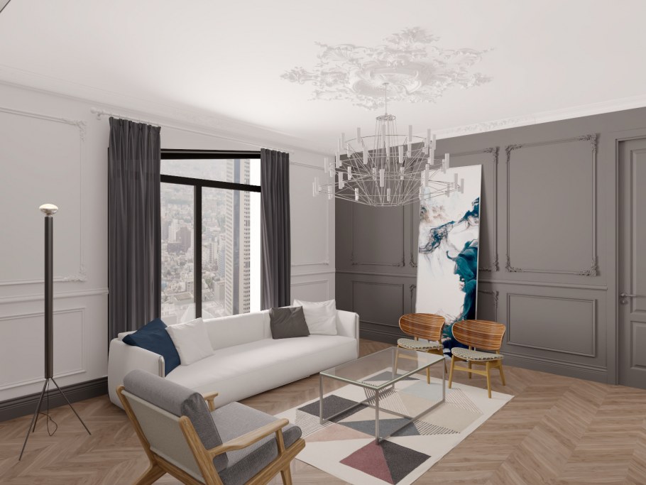 Красивый современный интерьер в квартире 100 квадратов