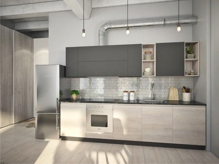 Серо бежевая кухня