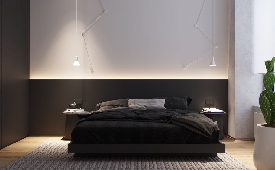 Белая кровать в стиле Минимализм