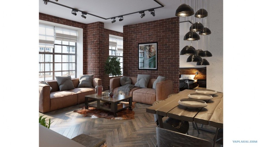 Зона отдыха в стиле лофт