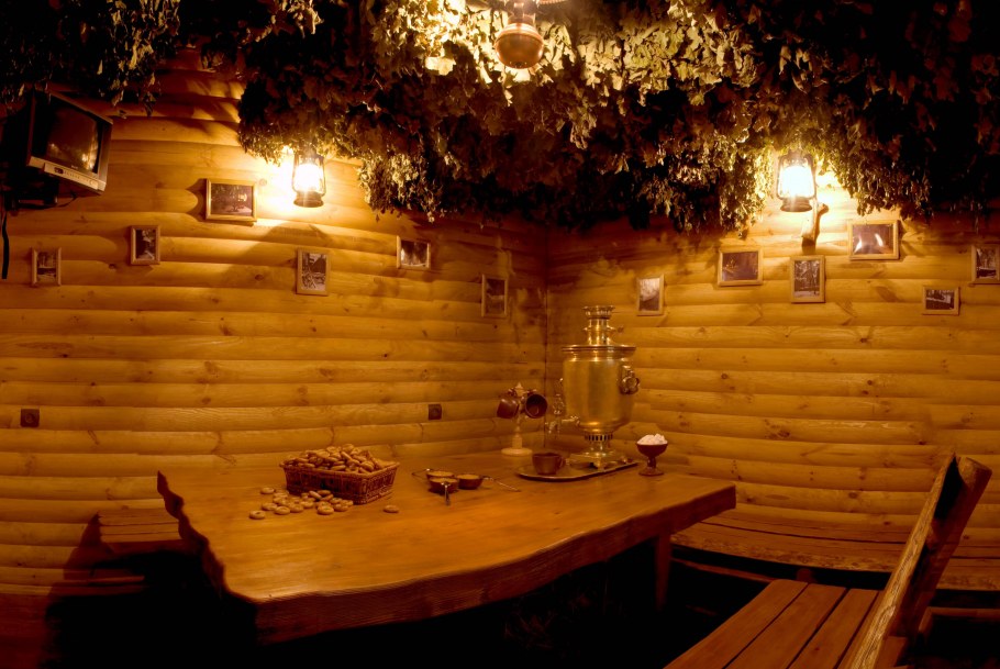 Отделка бани в стиле старины