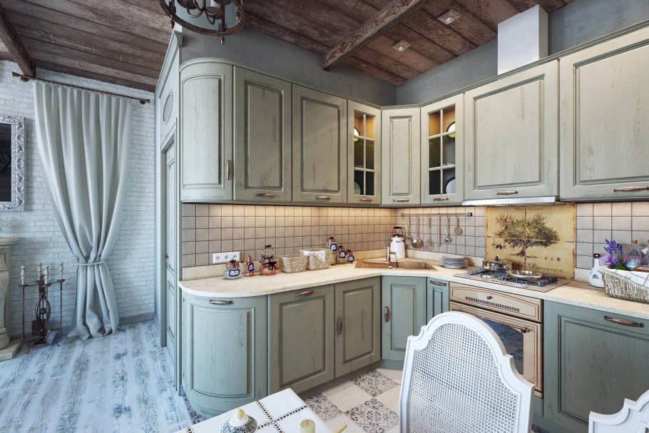 Кухня 10кв.м. с балконом в стиле Прованс