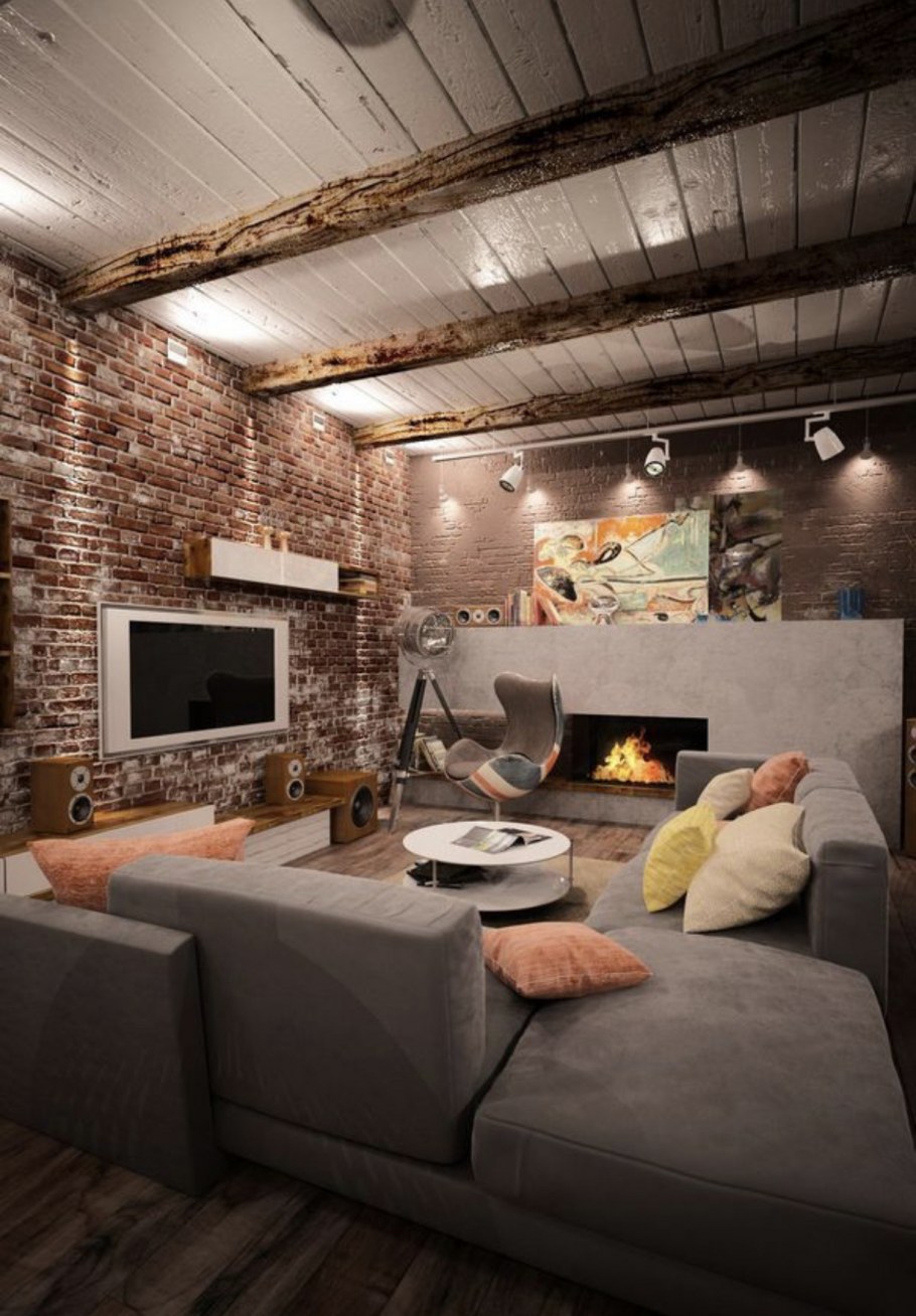Гостиная в стиле лофт