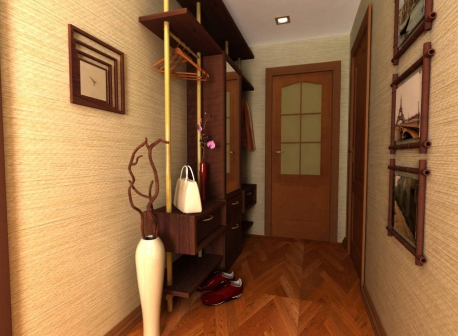 Отделка стен в маленькой прихожей