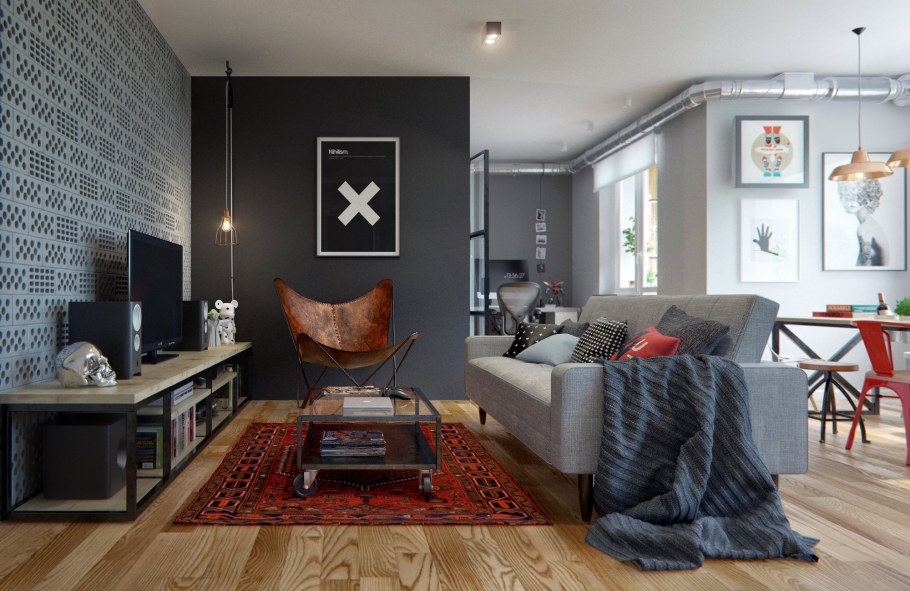 Скандинавский стиль мужская квартира