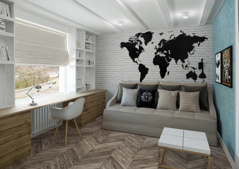 Комната молодого человека в скандинавском стиле